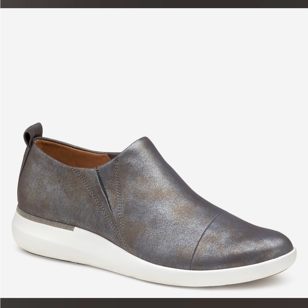 JOHNSTON & MURPHY Dakota Cap Toe Metallic Slip On Sneaker Pewter NWOT size 9 - Picture 6 of 12